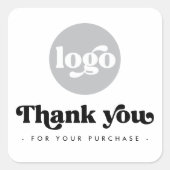 Retro white add logo business dank u vierkante sticker (Voorkant)