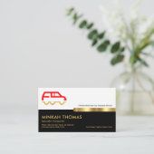 Retro White Black Lyers Gold Line Transportation Visitekaartje (Staand voorkant)