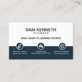 Retro White Blue Column Plumbing Icon Button Visitekaartje (Voorkant)