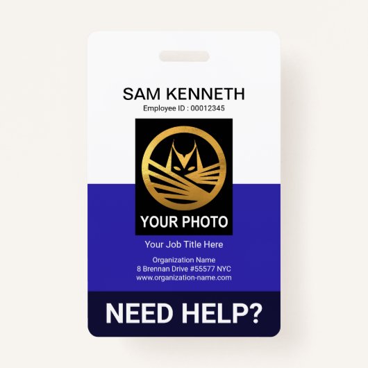 Retro White Blue Columns Medisch sociaal werk Badge (Voorkant)