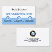 Retro White Blue Layers Plumbing Icon Buttonnen Visitekaartje (Voorkant / Achterkant)