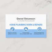 Retro White Blue Layers Plumbing Icon Buttonnen Visitekaartje (Voorkant)