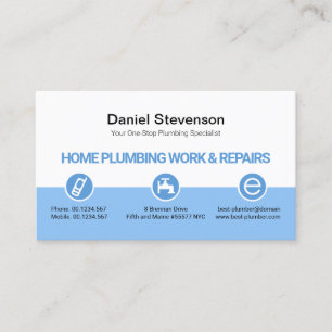 Retro White Blue Layers Plumbing Icon Buttonnen Visitekaartje