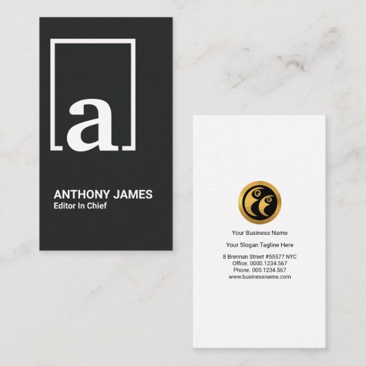 Retro White Box Eenvoudig Monogram Letter Visitekaartje (Voorkant / Achterkant)