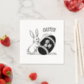 Retro White Bunny and Easter Egg Paper Napkin Servet (Insitu)