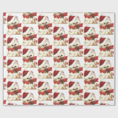  Retro White Cat and Mouse Wrapping Paper Cadeaupapier (Vlak)