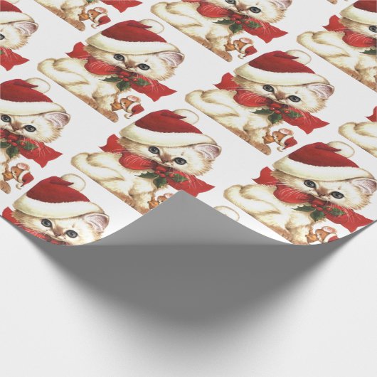  Retro White Cat and Mouse Wrapping Paper Cadeaupapier (Hoek)