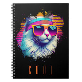 Retro White Cat met Oranje Zonnebril Notitieboek