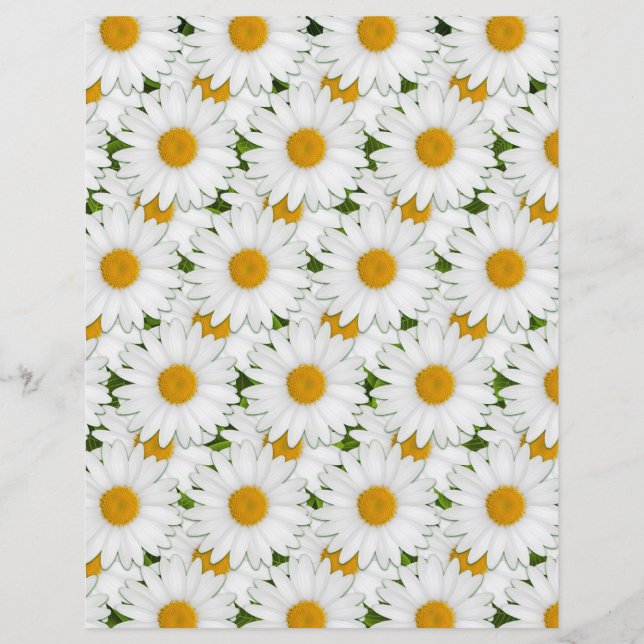 Retro White Daisies Sunny Floral Art Craft Paper (Voorkant)
