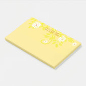Retro White Daisy Greenery over Yellow Custom Post-it® Notes (Schuin)