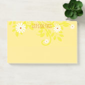Retro White Daisy Greenery over Yellow Custom Post-it® Notes (Kantoor)