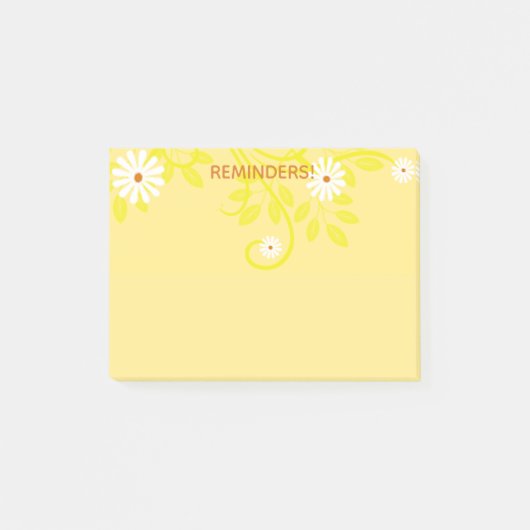 Retro White Daisy on Yellow om lijstherinneringen Post-it® Notes (Voorkant)