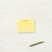 Retro White Daisy on Yellow om lijstherinneringen Post-it® Notes (Op bureau)