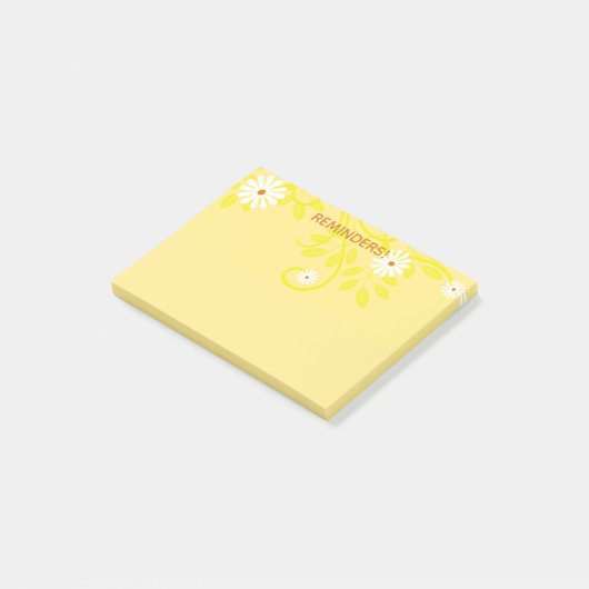 Retro White Daisy on Yellow om lijstherinneringen Post-it® Notes (Schuin)