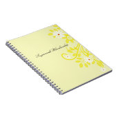 Retro White Daisy Yellow Leaf Border, gepersonalis Notitieboek (Rechterzijde)