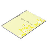 Retro White Daisy Yellow Leaf Border, gepersonalis Notitieboek (Linkerzijde)