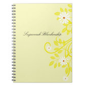 Retro White Daisy Yellow Leaf Border, gepersonalis Notitieboek (Voorkant)