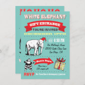 Retro White Elephant-kerstfeestjes Kaart (Voorkant / Achterkant)