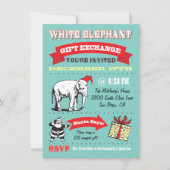 Retro White Elephant-kerstfeestjes Kaart (Voorkant)