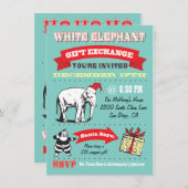 Retro White Elephant-kerstfeestjes Kaart (Voorkant / Achterkant)