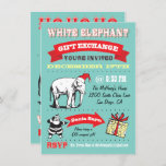 Retro White Elephant-kerstfeestjes Kaart<br><div class="desc">Super Fun kerstcadeau Exchange-partijuitnodigingen met de oude kerstman en elphant-clipkunst met geweldige afbeeldingen en lettertypen op een aqua-achtergrond die in een poster stijl wordt gemaakt. Boths zijkant versierd voor je coole en heup White Elephant Kerstfeestdag feest.</div>