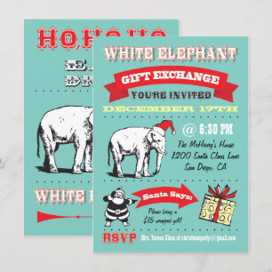 Retro White Elephant-kerstfeestjes Kaart