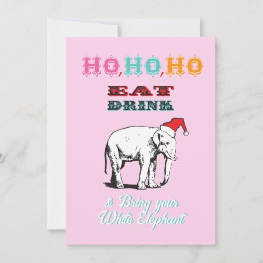 Retro White Elephant-kerstfeestjes Kaart (Achterkant)