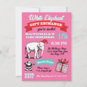 Retro White Elephant-kerstfeestjes Kaart (Voorkant)