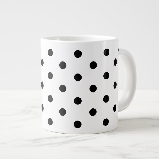 Retro White en Black Polka Dots Pattern Grote Koffiekop (Voorkant rechts)