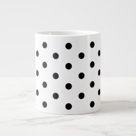 Retro White en Black Polka Dots Pattern Grote Koffiekop