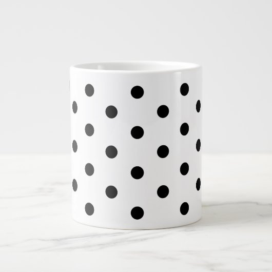 Retro White en Black Polka Dots Pattern Grote Koffiekop (Voorkant)