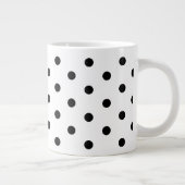 Retro White en Black Polka Dots Pattern Grote Koffiekop (Rechts)