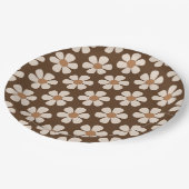 Retro White en Brown 60s  Daisy Pattern Papieren Bordje (Gekanteld)