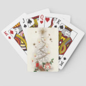 Retro White en Gold kerstboomholida Pokerkaarten (Achterkant)