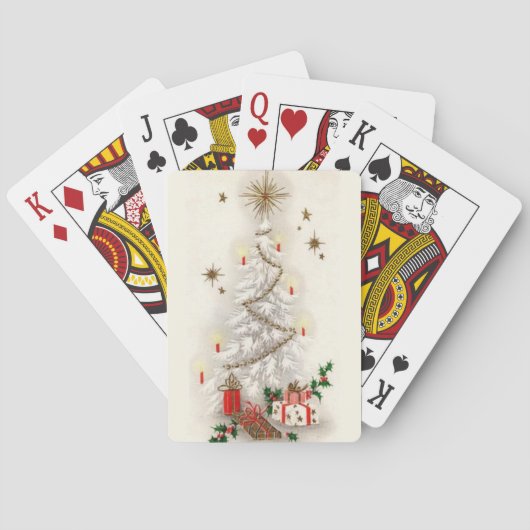  Retro White en Gold kerstboomholida Pokerkaarten (Achterkant)