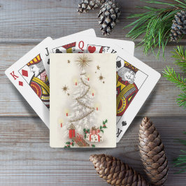  Retro White en Gold kerstboomholida Pokerkaarten