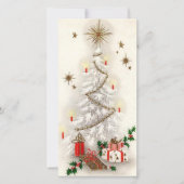 Retro White en Gold Kerstmis - Aangepast Feestdagenkaart (Voorkant)