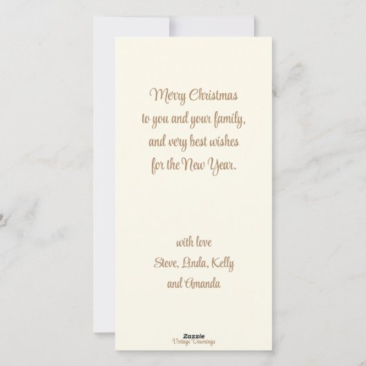 Retro White en Gold Kerstmis - Aangepast Feestdagenkaart (Achterkant)