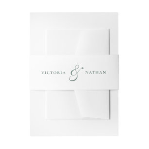 Retro White en Sage Green Wedding Uitnodigingen Wikkel