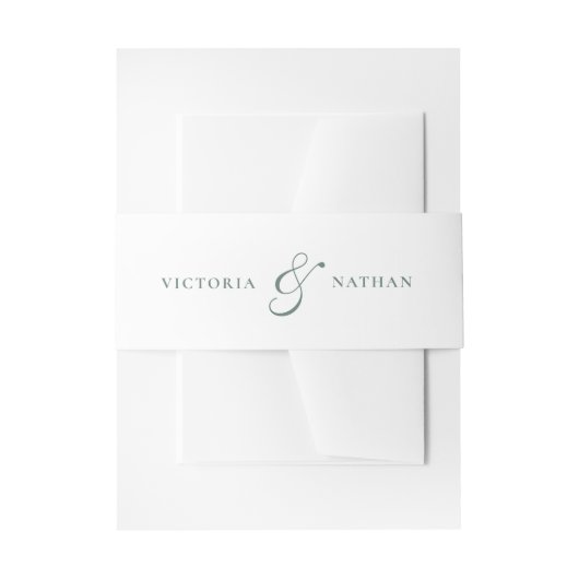 Retro White en Sage Green Wedding Uitnodigingen Wikkel (Voorkant Voorbeeld)