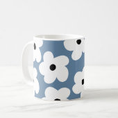 Retro White Flowers Koffiemok (Voorkant links)