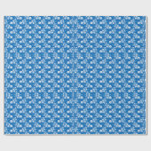 Retro White Flowers op Blue Cadeaupapier (Vlak)