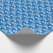 Retro White Flowers op Blue Cadeaupapier (Hoek)
