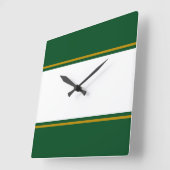 Retro White Forest Groen Bruin Racing Stripes Vierkante Klok (Hoek)