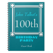 Retro White Frame 100th Birthday Guest Book Notitieboek (Voorkant)