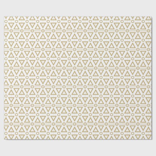  retro white gold triangular tribaal patroon cadeaupapier (Vlak)