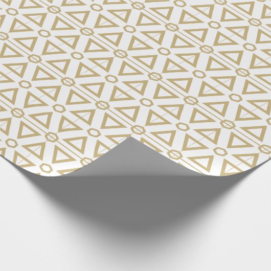  retro white gold triangular tribaal patroon cadeaupapier (Hoek)