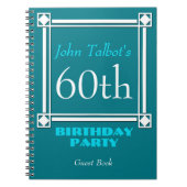 Retro White Lijst 60th Birthday Guest Book Notitieboek (Voorkant)