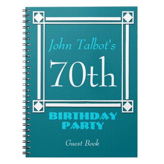 Retro White Lijst 70th Birthday Guest Book Notitieboek (Voorkant)
