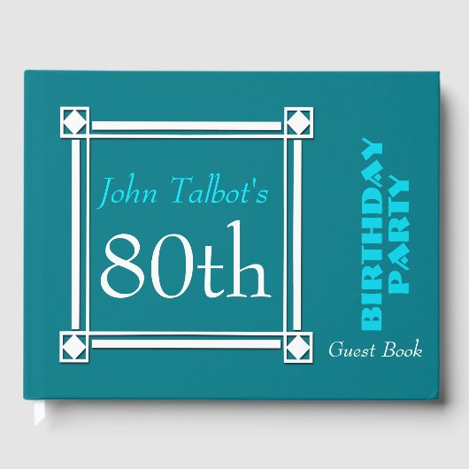 Retro White Lijst 80th Birthday Guest Book Gastenboek (Voorkant)
